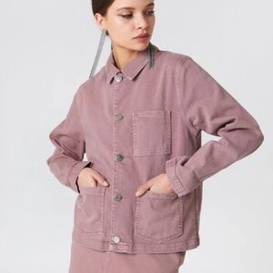Samsoe + Samsoe Vera Jacket Button-Up, Cotton Blend Woodrose Pink